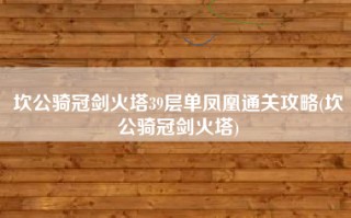 坎公骑冠剑火塔39层单凤凰通关攻略(坎公骑冠剑火塔)