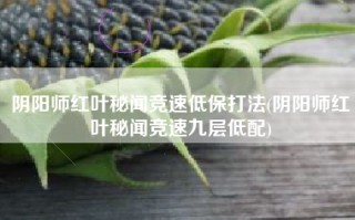 阴阳师红叶秘闻竞速低保打法(阴阳师红叶秘闻竞速九层低配)