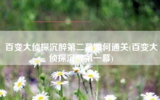 百变大侦探沉醉第二幕如何通关(百变大侦探沉醉第一幕)