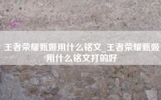 王者荣耀甄姬用什么铭文_王者荣耀甄姬用什么铭文打的好