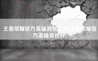 王者荣耀官方英雄调整公告(王者荣耀官方英雄宣传片)