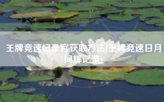 王牌竞速记录官获取方法(王牌竞速日月同辉记录)