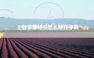 王者荣耀铭文怎么放在手机