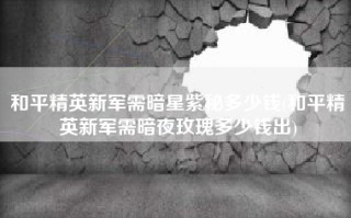 和平精英新军需暗星紫秘多少钱(和平精英新军需暗夜玫瑰多少钱出)