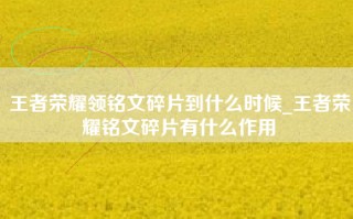 王者荣耀领铭文碎片到什么时候_王者荣耀铭文碎片有什么作用