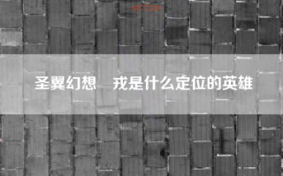 圣翼幻想碦戎是什么定位的英雄