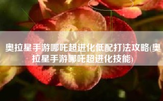 奥拉星手游哪吒超进化低配打法攻略(奥拉星手游哪吒超进化技能)