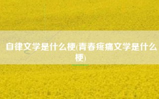 自律文学是什么梗(青春疼痛文学是什么梗)