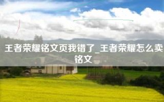 王者荣耀铭文页我错了_王者荣耀怎么卖铭文