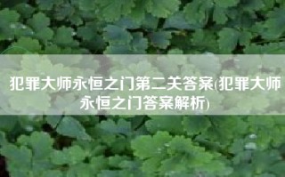 犯罪大师永恒之门第二关答案(犯罪大师永恒之门答案解析)