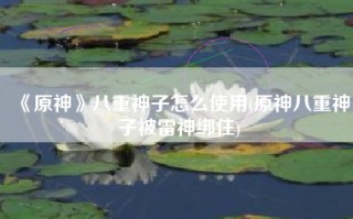 《原神》八重神子怎么使用(原神八重神子被雷神绑住)