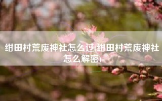 绀田村荒废神社怎么过(绀田村荒废神社怎么解密)