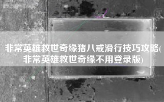 非常英雄救世奇缘猪八戒滑行技巧攻略(非常英雄救世奇缘不用登录版)