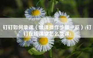 钉钉如何录课（录课操作步骤一览）(钉钉在线课堂怎么录课)