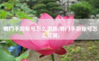 蜀门手游账号怎么激活(蜀门手游账号怎么交易)