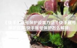 《快手》账号保护设置方法（快手账号保护在哪(快手账号保护怎么解除)