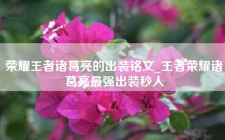 荣耀王者诸葛亮的出装铭文_王者荣耀诸葛亮最强出装秒人