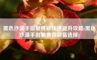 黑色沙漠手游驯兽师快速提升攻略(黑色沙漠手游驯兽师装备选择)