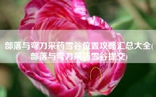 部落与弯刀采药雪谷位置攻略汇总大全(部落与弯刀采药雪谷提交)