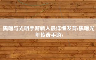 黑暗与光明手游新人最详细发育(黑暗光年传奇手游)