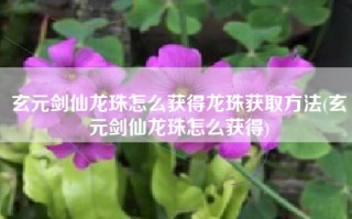 玄元剑仙龙珠怎么获得龙珠获取方法(玄元剑仙龙珠怎么获得)