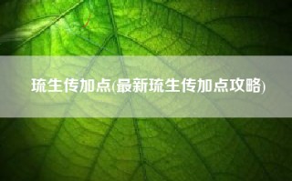 琉生传加点(最新琉生传加点攻略)