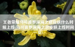 王者荣耀马可波罗深海之息皮肤什么时候上线(马可波罗深海之息皮肤上线时间一览)