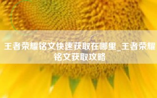 王者荣耀铭文快速获取在哪里_王者荣耀铭文获取攻略
