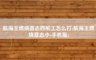 航海王燃烧意志四船工怎么打(航海王燃烧意志小y手机版)