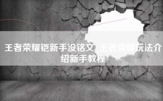 王者荣耀铠新手没铭文_王者荣耀玩法介绍新手教程