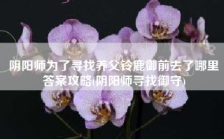 阴阳师为了寻找养父铃鹿御前去了哪里答案攻略(阴阳师寻找御守)