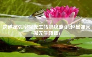 跨越星弧密探先生转职攻略(跨越星弧密探先生转职)