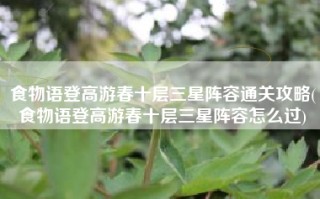 食物语登高游春十层三星阵容通关攻略(食物语登高游春十层三星阵容怎么过)