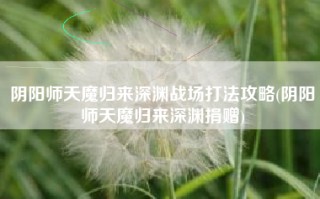 阴阳师天魔归来深渊战场打法攻略(阴阳师天魔归来深渊捐赠)