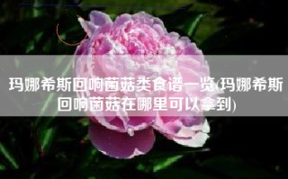 玛娜希斯回响菌菇类食谱一览(玛娜希斯回响菌菇在哪里可以拿到)