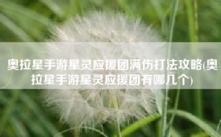 奥拉星手游星灵应援团满伤打法攻略(奥拉星手游星灵应援团有哪几个)