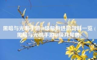 黑暗与光明手游60级髦狗进阶饲料一览 (黑暗与光明手游60级月尾兽)
