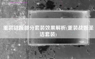重装战姬部分套装效果解析(重装战姬圣洁套装)