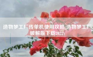 造物梦工厂传单机使用攻略(造物梦工厂破解版下载2022)