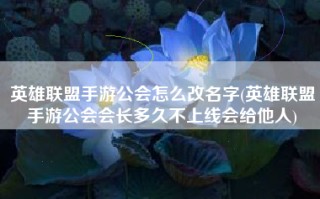英雄联盟手游公会怎么改名字(英雄联盟手游公会会长多久不上线会给他人)