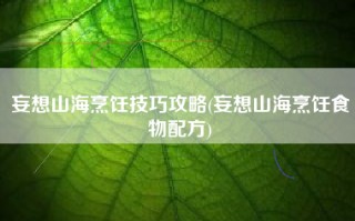 妄想山海烹饪技巧攻略(妄想山海烹饪食物配方)