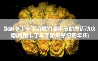 跑跑卡丁车手游燃力漂移节助燃活动攻略(跑跑卡丁车手游燃擎纪周年庆)