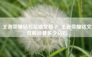 王者荣耀钻石买铭文格子_王者荣耀铭文页解锁要多少钻石
