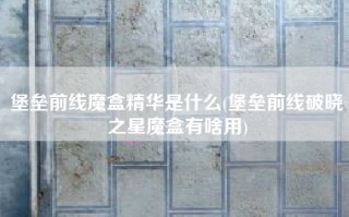堡垒前线魔盒精华是什么(堡垒前线破晓之星魔盒有啥用)