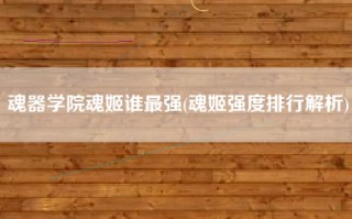 魂器学院魂姬谁最强(魂姬强度排行解析)