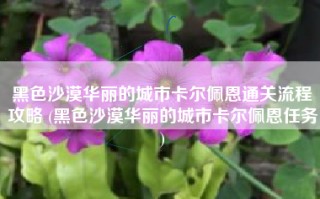 黑色沙漠华丽的城市卡尔佩恩通关流程攻略 (黑色沙漠华丽的城市卡尔佩恩任务)