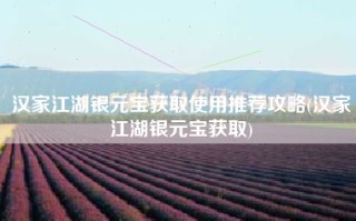 汉家江湖银元宝获取使用推荐攻略(汉家江湖银元宝获取)