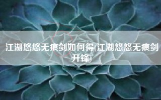江湖悠悠无痕剑如何得(江湖悠悠无痕剑开锋)