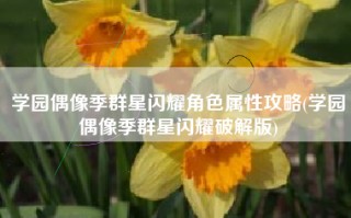 学园偶像季群星闪耀角色属性攻略(学园偶像季群星闪耀破解版)