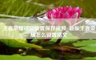 王者荣耀铭文设置保存视频_新版王者荣耀怎么设置铭文